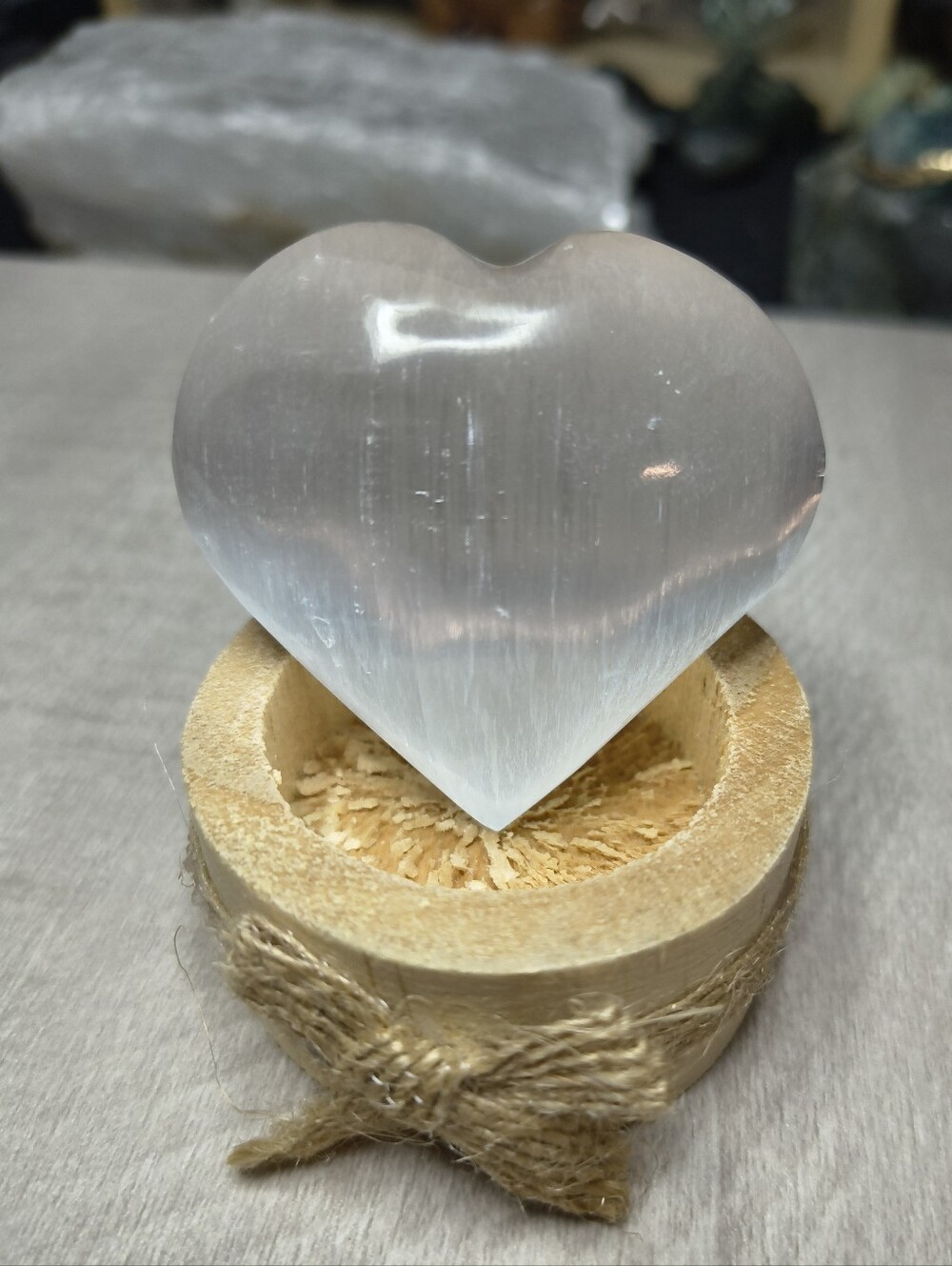 #2 Puffy Selenite Crystal Heart Polished Palm Stone